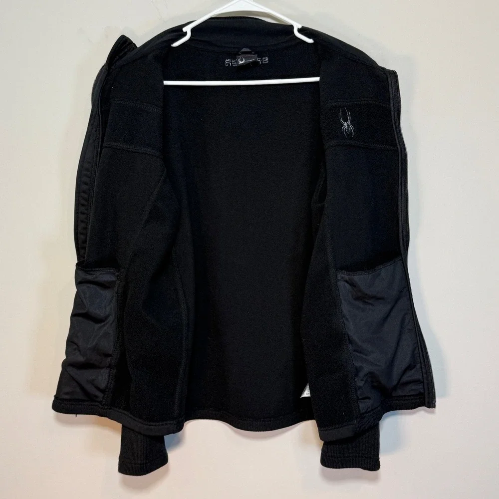 Spyder Jacket Men's Medium Black‎ Full Zip Fleece w Logo Everyday Jacket Casual